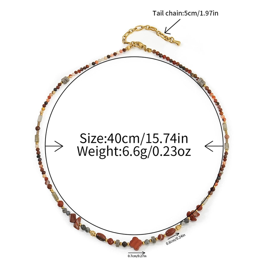 Casual Luxurious Irregular 304 Stainless Steel Czech Beads Red Jasper Beaded Chain Beaded Necklaces