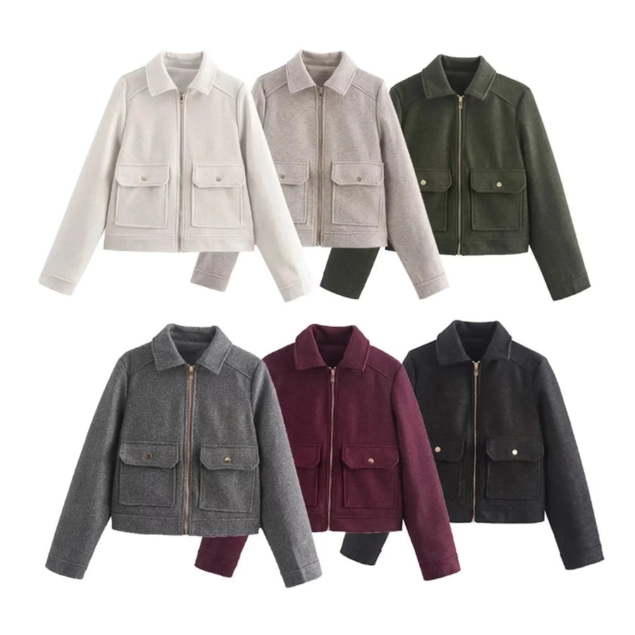 Women's Preppy Style Solid Color Coat Woolen Coat