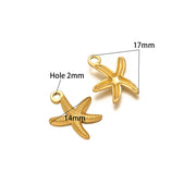 14 * 17mm Starfish 2mm Single Hanger Gold