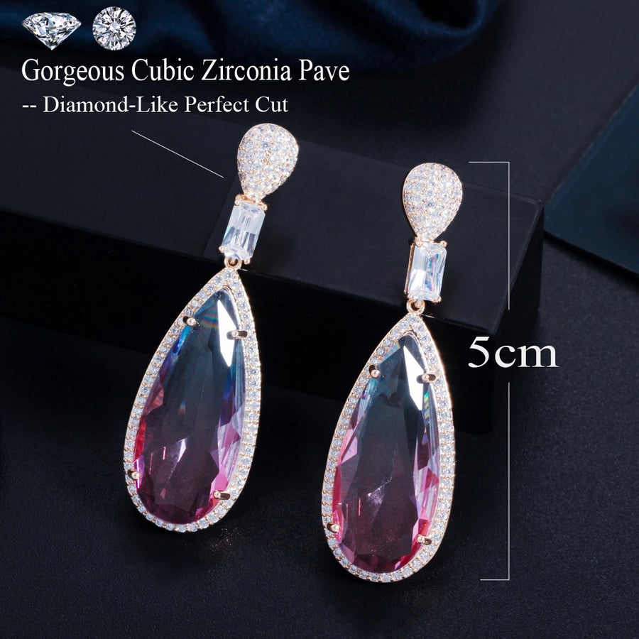 1 Pair Casual Vintage Style Classic Style Water Droplets Copper Zircon 14K Gold Plated Drop Earrings