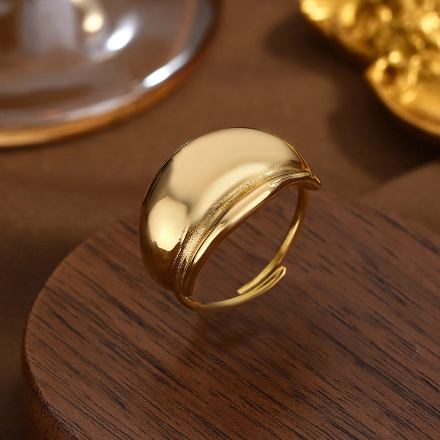 Jewelry Elegant Classical Vintage Style Geometric Water Droplets 316L Stainless Steel  Titanium Steel Wide Band Rings Open Rings