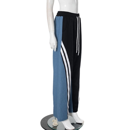 Women's Holiday Streetwear Color Block Full Length Casual Pants