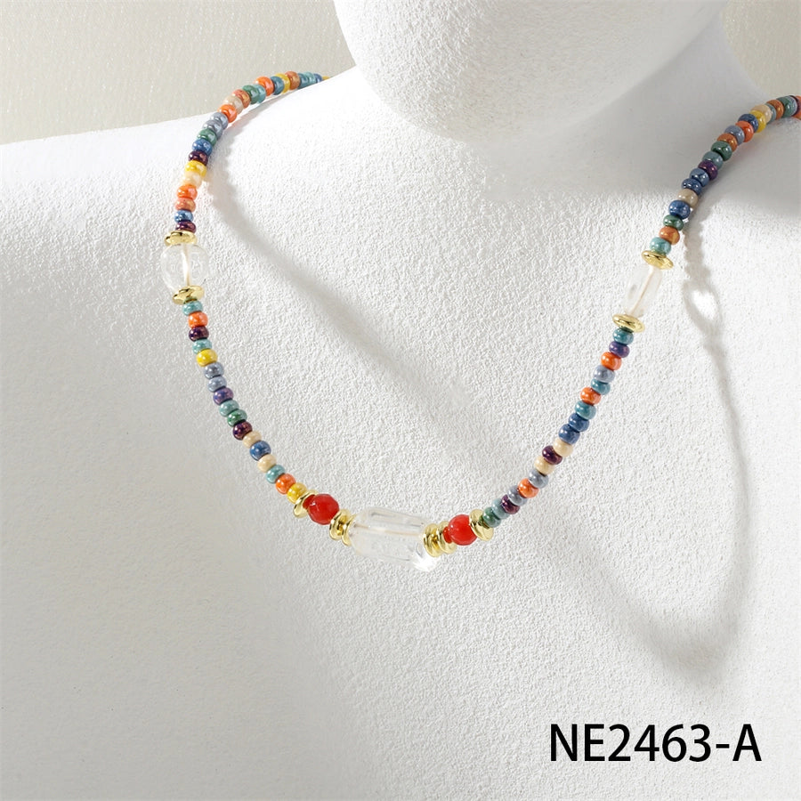 IG Style Ethnic Style Round Glass Beaded Chain Beaded Necklaces