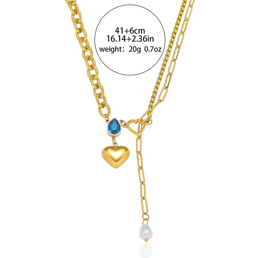 Jewelry Elegant Luxurious Water Droplets 304 Stainless Steel Zircon 18K Gold Plated Inlay Pendant Necklace