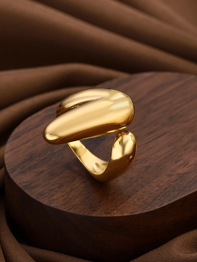 Jewelry Elegant Classical Vintage Style Geometric Water Droplets 316L Stainless Steel  Titanium Steel Wide Band Rings Open Rings