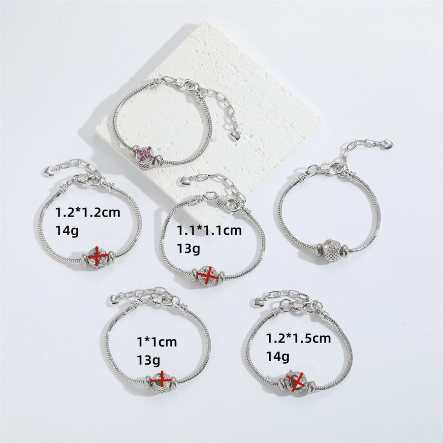 Jewelry Elegant Simple Style Commute Cross Copper Zircon White Gold Plated Bracelets