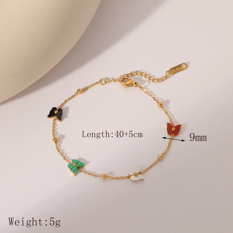 Elegant Commute Butterfly 304 Stainless Steel 18K Gold Plated cable chain Bracelets In Bulk Stainless Steel Bracelets