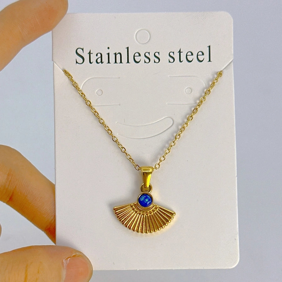 Jewelry Vintage Style Simple Style Sector 304 Stainless Steel Pendant Necklace