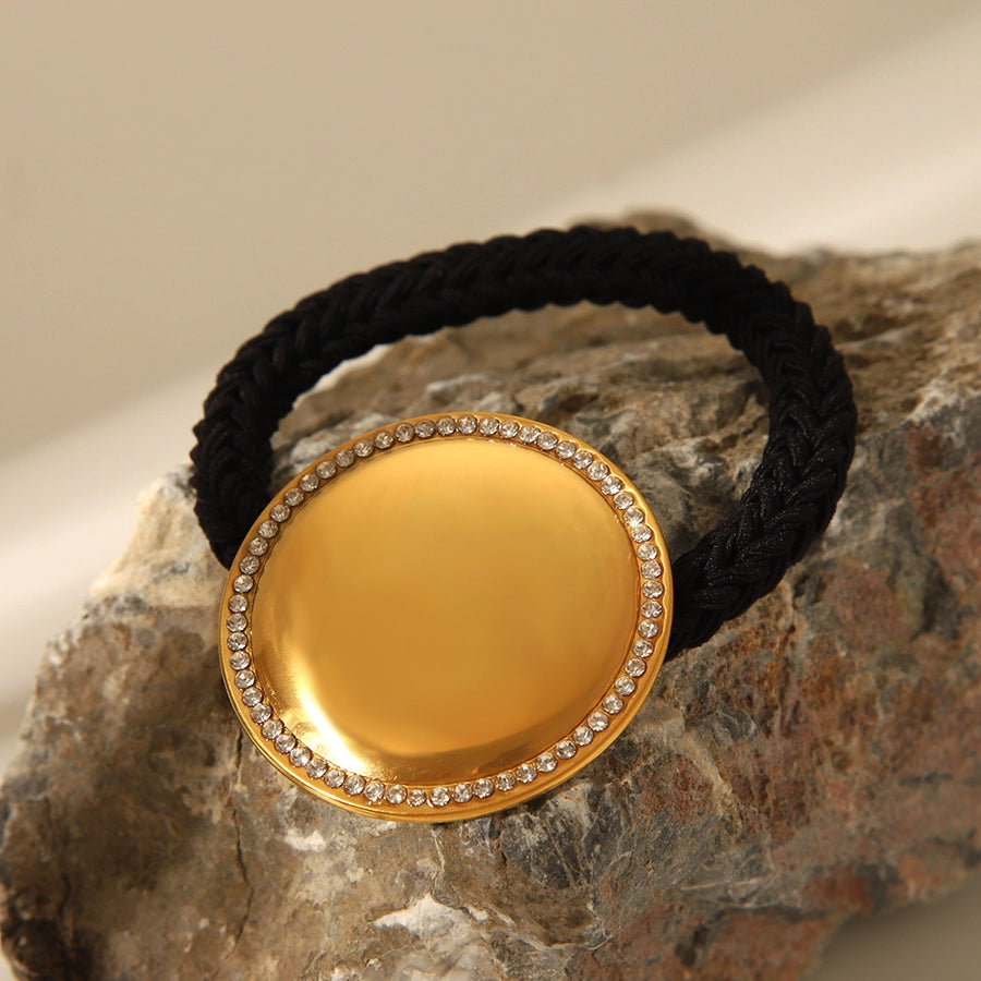 Women's Chinoiserie Fitness Exaggerated Geometric 304 Stainless Steel Elastic Band Polishing Plating Hair Tie