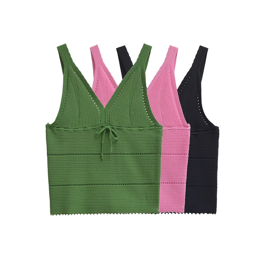 Women's Camisole Knitwear Sleeveless Tank Tops Streetwear Solid Color