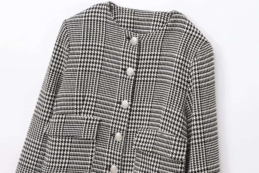 Women's Blazer Long Sleeve Blazers Button Elegant Color Block