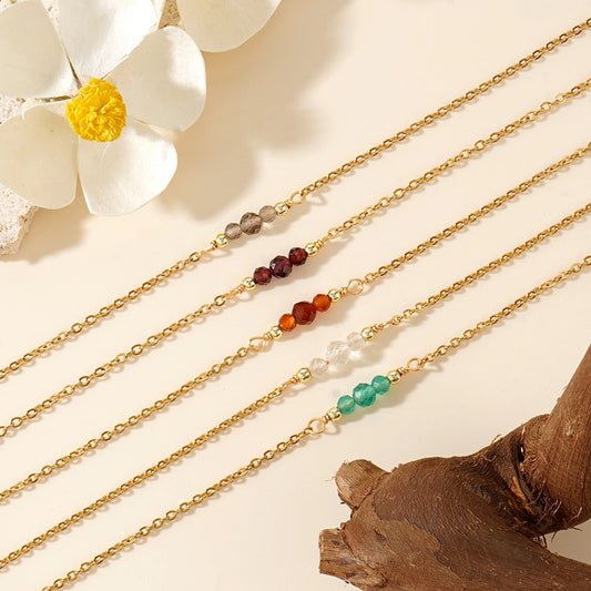 Bohemian Round 304 Stainless Steel natural stone cable chain String Bracelets