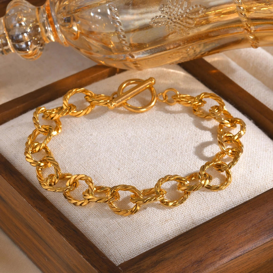 IG Style French Style Circle 304 Stainless Steel 18K Gold Plated  Bracelets In Bulk Stainless Steel Bracelets