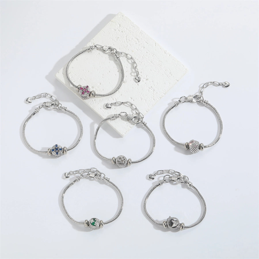 Jewelry Elegant Simple Style Commute Cross Copper Zircon White Gold Plated Bracelets