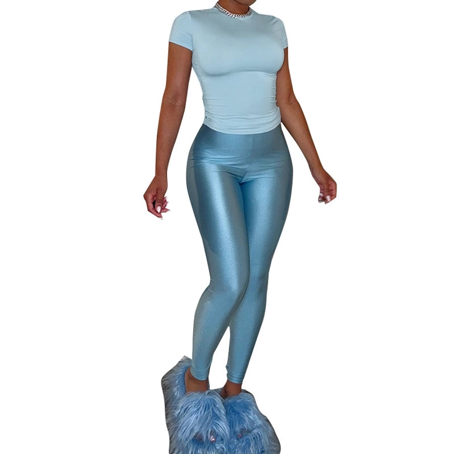 Daily Women's Streetwear Solid Color Spandex Polyester Pants Sets Pants Sets