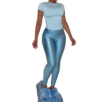 Daily Women's Streetwear Solid Color Spandex Polyester Pants Sets Pants Sets