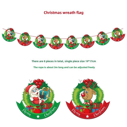 Christmas Paper Flag Christmas Window Hotel Scene Decoration Flag  Santa Claus Flag