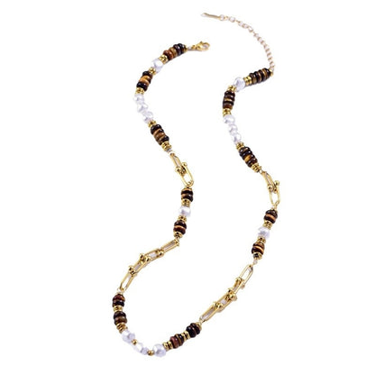 Jewelry Casual Vacation Geometric 304 Stainless Steel Tiger Eye Plating Necklace
