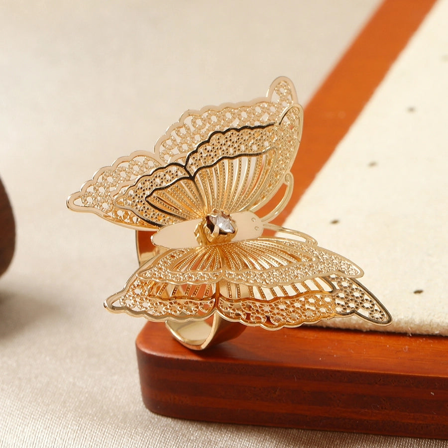 Cute Luxurious Butterfly Alloy Adults Rings