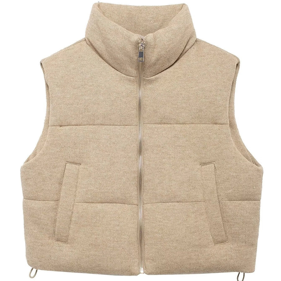 Women's Casual Solid Color Zipper Vest