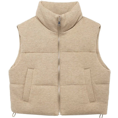 Women's Casual Solid Color Zipper Vest