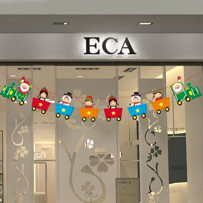 Christmas Paper Flag Christmas Window Hotel Scene Decoration Flag  Santa Claus Flag
