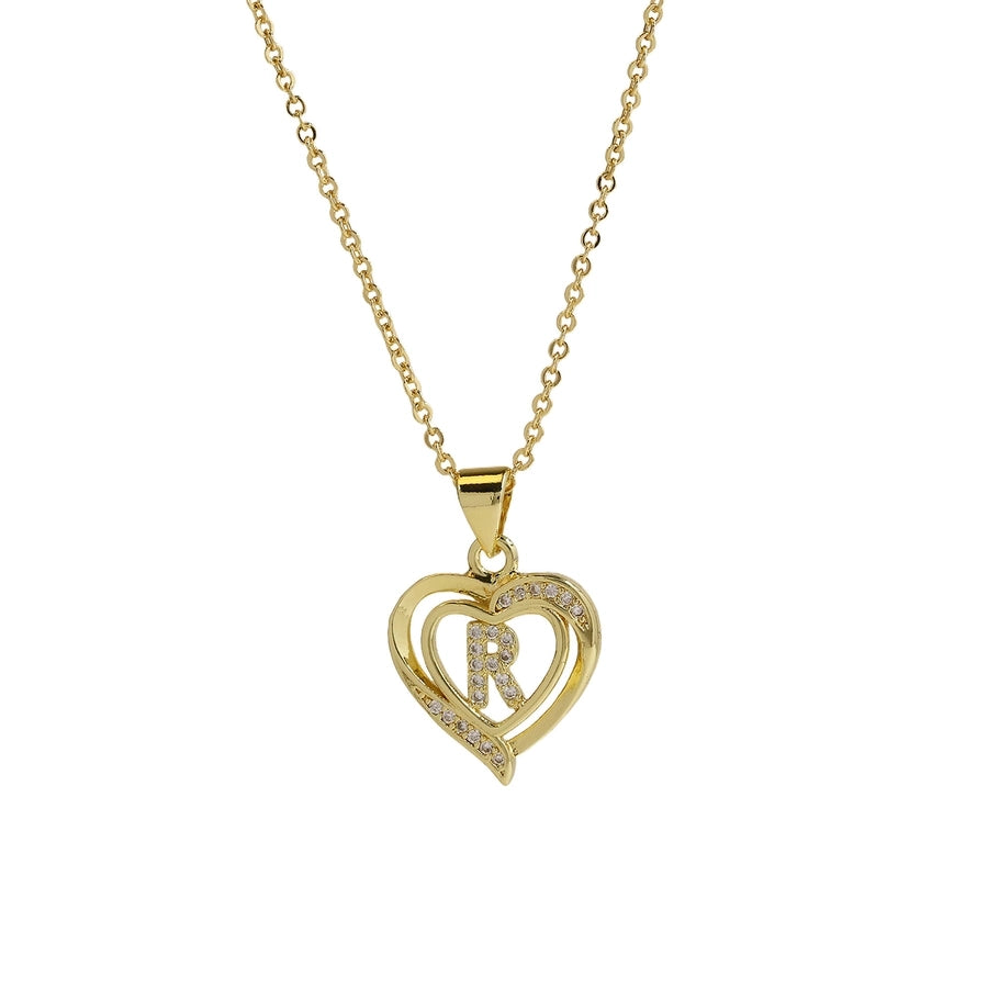 Brass cable chain Plating Letter Heart Shape Pendant Necklace