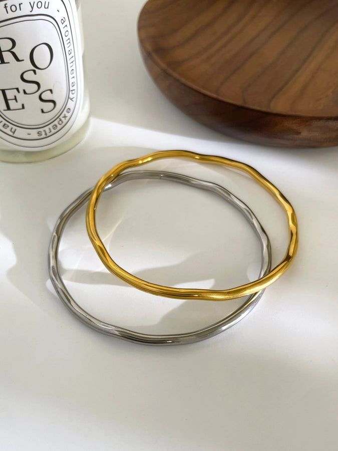 IG Style Nordic Style Luxurious Geometric 316L Stainless Steel  18K Gold Plated Zircon Bangle In Bulk Stainless Steel Bracelets