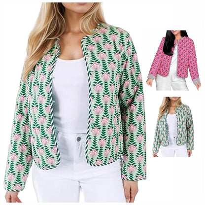 Women's Vacation Simple Style Flower Printing Coat cotton clothes