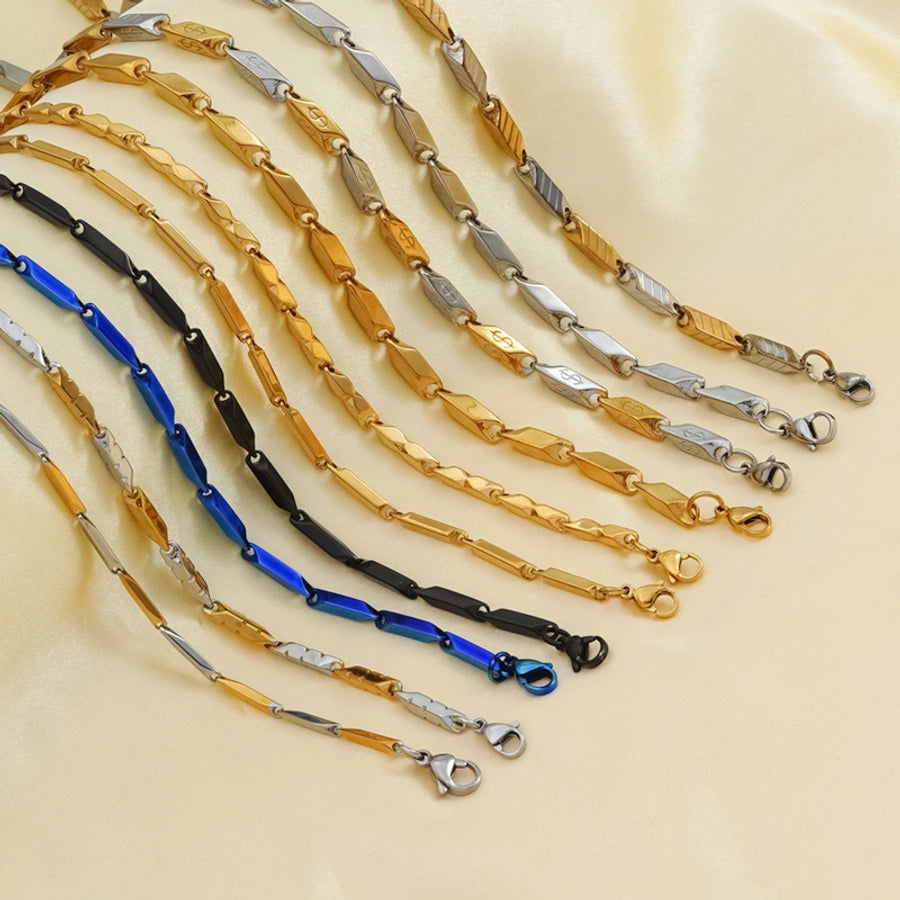 Jewelry Casual Classic Style Rhombus Argyle 304 Stainless Steel 18K Gold Plated Necklace