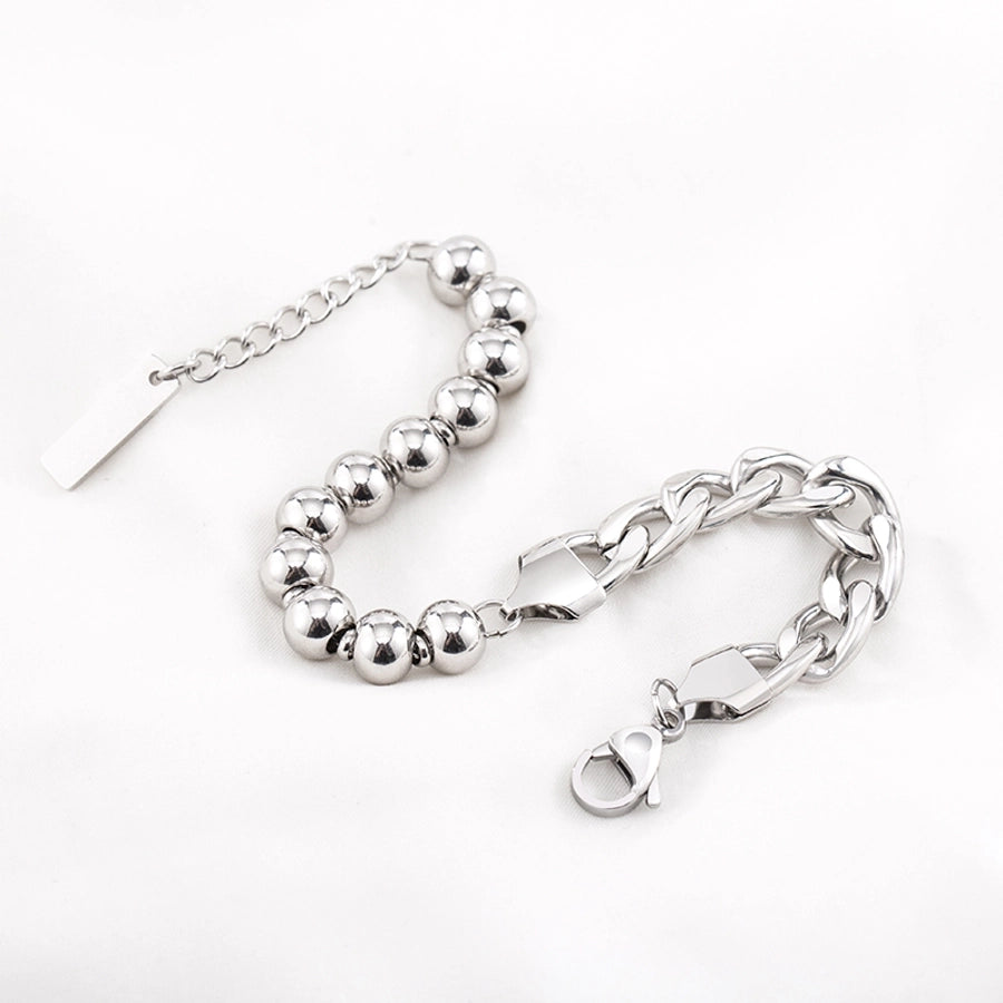 Hip-Hop Geometric Solid Color 304 Stainless Steel Beaded Shiny Metallic Patchwork Unisex Bracelets