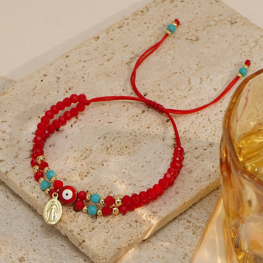 Casual Simple Style Human Eye Artificial Crystal Seed Bead rope Woven Chain Beaded Bracelets