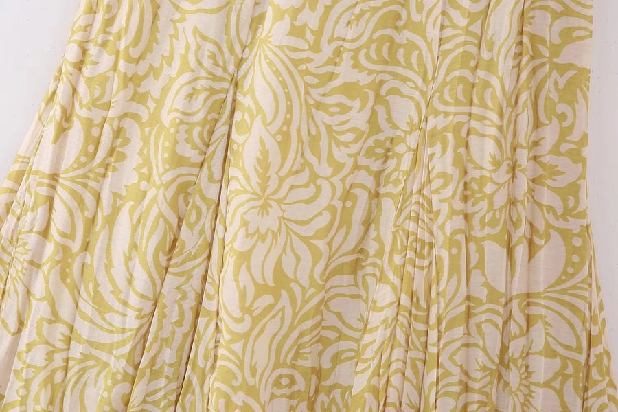 Summer Simple Style Flower Polyester Midi Dress Skirts