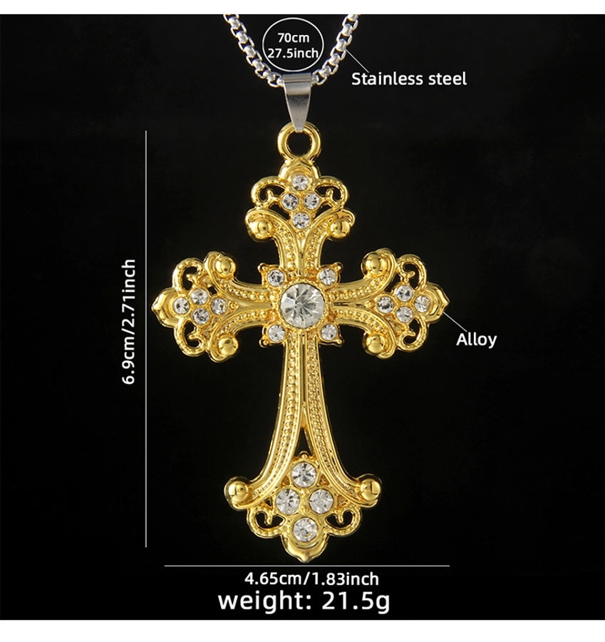 Hip-Hop Vintage Style Cross 201 Stainless Steel Alloy Plating Unisex Pendant Necklace