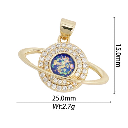 1 Piece Copper Zircon Hexagon Bear Planet Pendant
