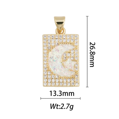 1 Piece Copper Moon Heart Shape Rose Pendant