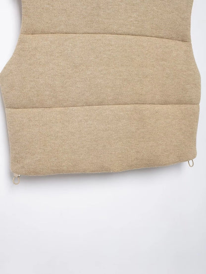 Women's Casual Solid Color Zipper Vest