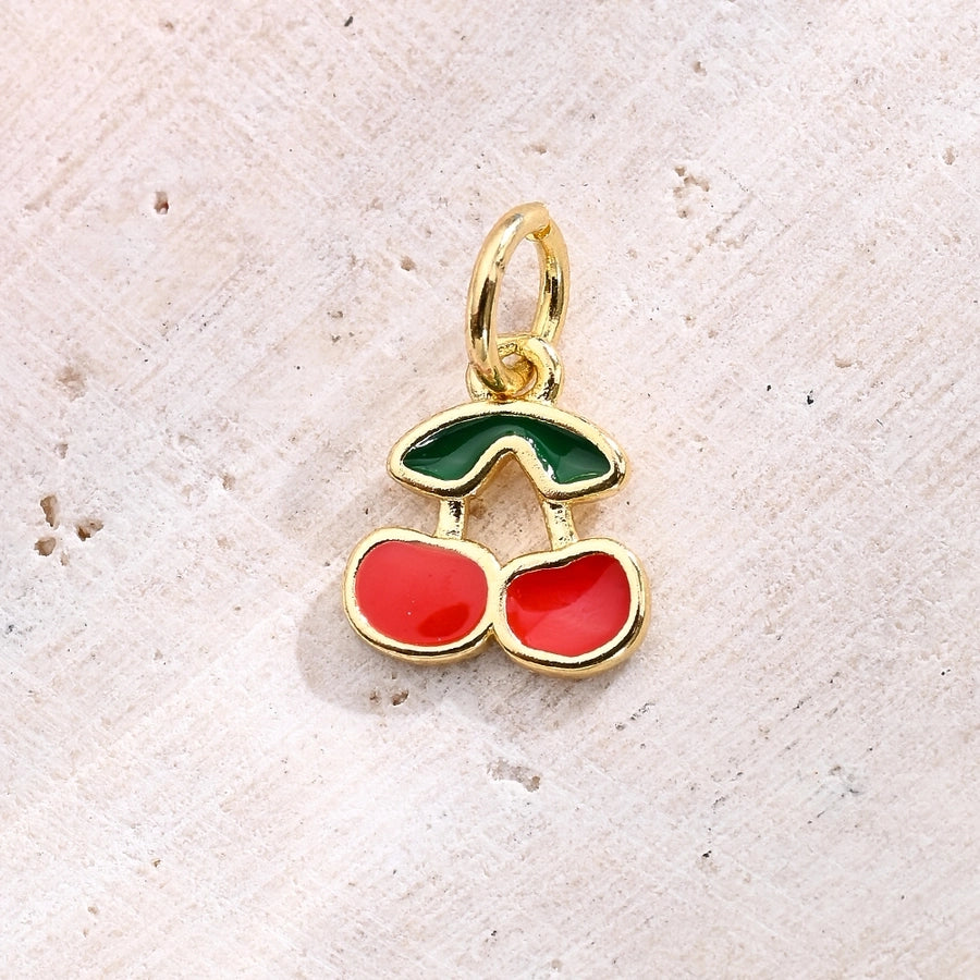 1 Pc/Package 11x9mm 12x11mm 9x8mm Hole 3~3.9mm Copper 18K Gold Plated Cherry Strawberry Pineapple Polished Pendant Jewelry Accessories
