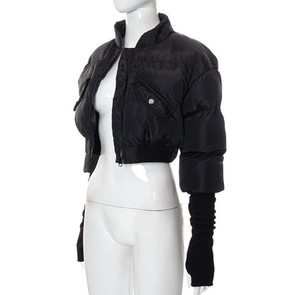 Women's Streetwear Solid Color Zipper Coat cotton clothes