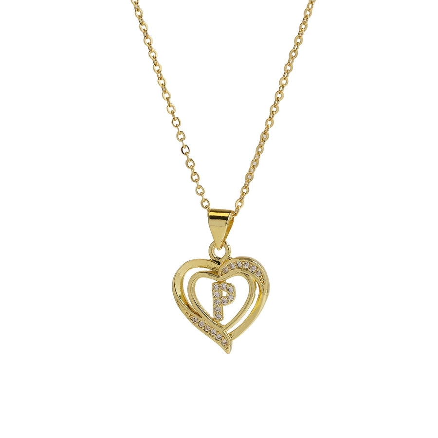 Brass cable chain Plating Letter Heart Shape Pendant Necklace