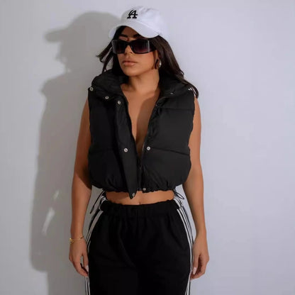 Women's Casual Solid Color Zipper Vest