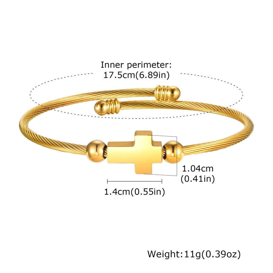 Religion Punk Cross 304 Stainless Steel 18K Gold Plated  Bangle In Bulk