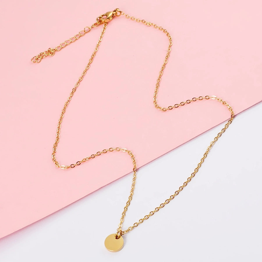 Jewelry Simple Style Round 304 Stainless Steel Plating Pendant Necklace