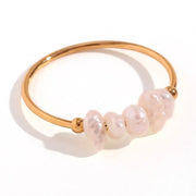 Fine Freshwater Pearl Ring-Golden-No. 6