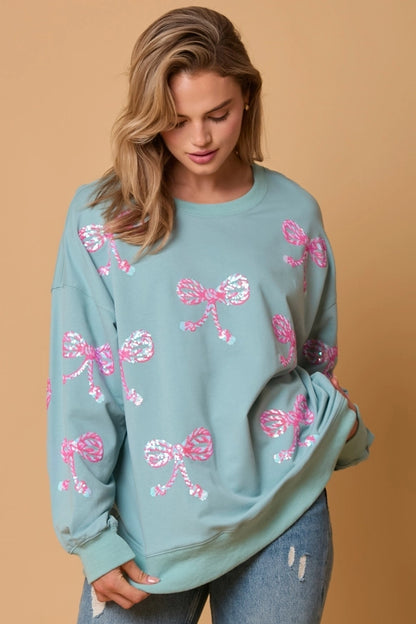 Hoodies & Sweatshirts Long Sleeve Sequins Streetwear Bow Knot