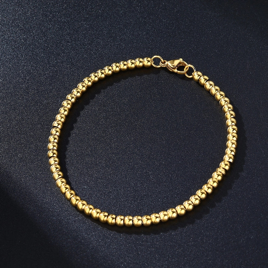 Casual Circle 304 Stainless Steel 18K Gold Plated ball chain Bracelets In Bulk Stainless Steel Bracelets