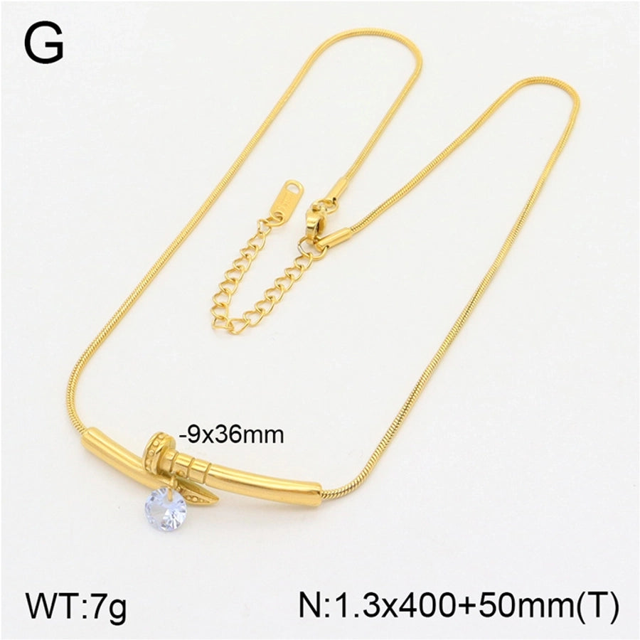 Jewelry Casual Elegant Cute letter Bee Butterfly 304 Stainless Steel Artificial Pearls Rhinestones 18K Gold Plated Inlay Pendant Necklace