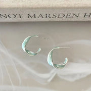 Light Blue Polka Dot C-shaped Earrings