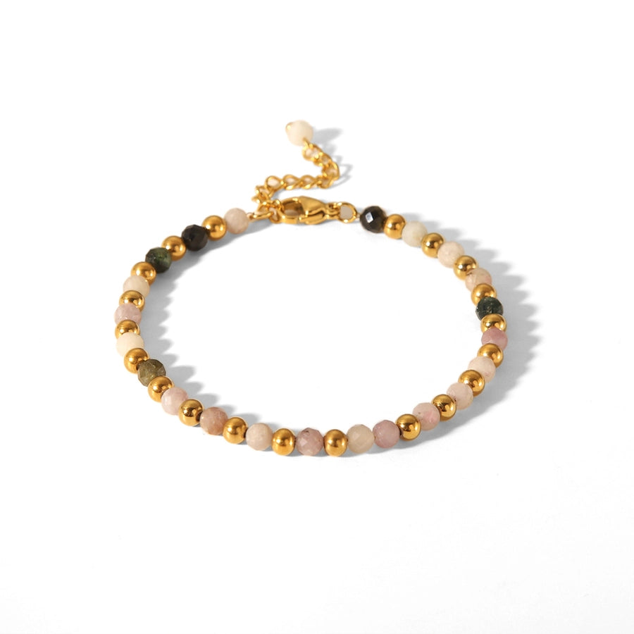 Chinoiserie Modern Style Korean Style Geometric 201 Stainless Steel natural stone Bracelets In Bulk Natural Stone Bracelet