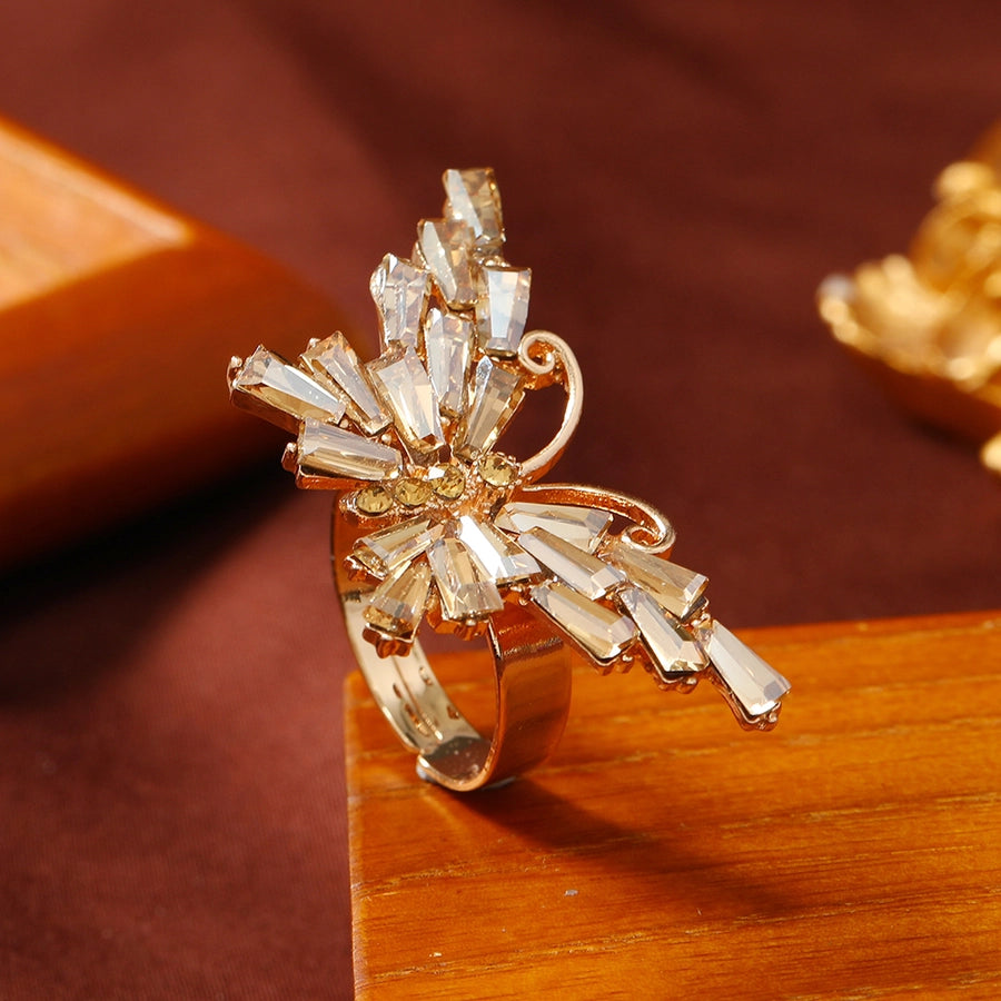 Elegant Butterfly Alloy Rhinestones Women's Adjustable Ring